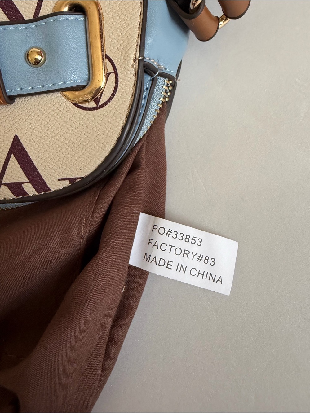 Adrienne Vittadini Cream Crossbody with Blue and Tan Trim - Picture 10 of 10